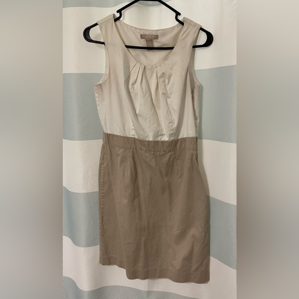 Banana Republic Cream and Tan Midi Dress